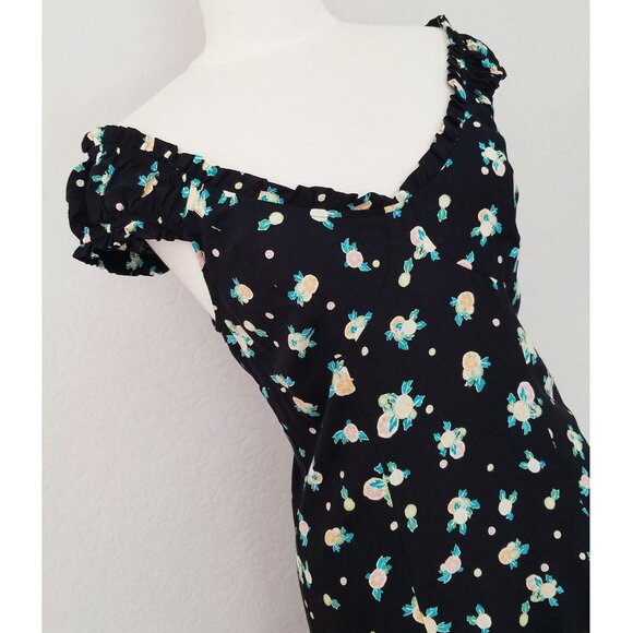 Free People Like A Lady Floral Printed Mini Dress S Black Bustier Open Back $108 - Picture 6 of 15
